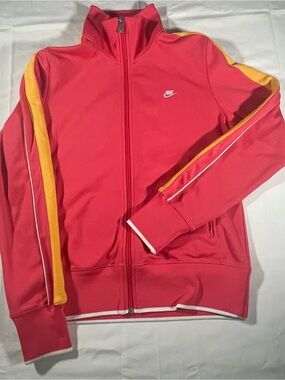 Nike Coral Track Jacket with Yellow Shoulder Stripe